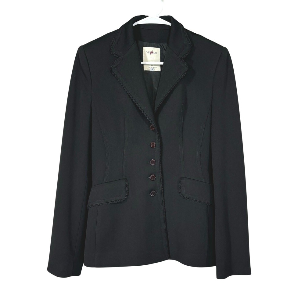 Vertigo Paris Black Blazer Jacket Women's SMALL Gothic Whimsigoth Feminine